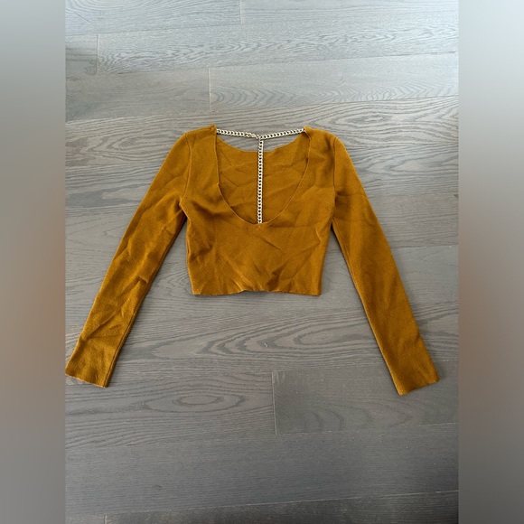 Zara - Long Sleeve Knit Top With Gold Chain - S - Picture 5 of 6